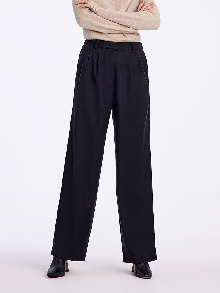 Wool Straight Full Length Pants