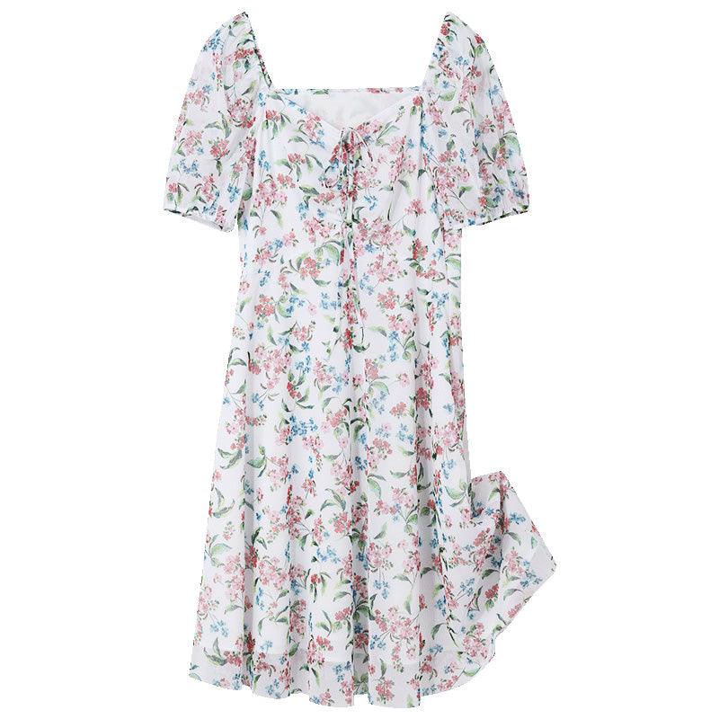 Floral Printed Square Neck Dress GOELIA