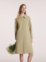 Green Pure Wool Lapel Double-Faced Coat GOELIA