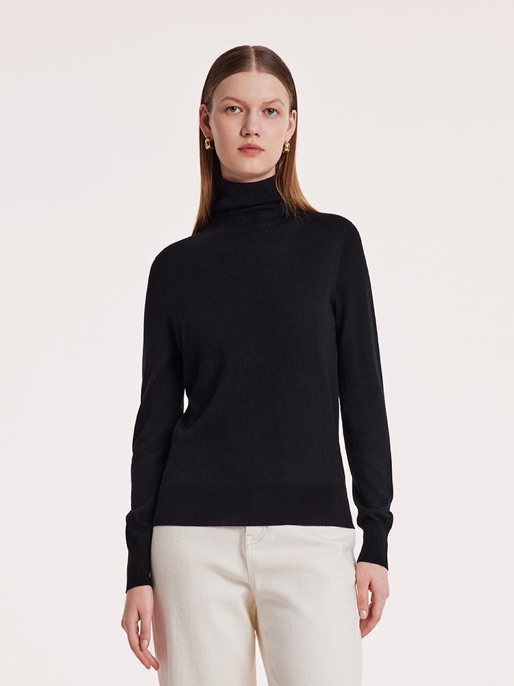 Machine Washable Wool Seamless Turtleneck Sweater GOELIA