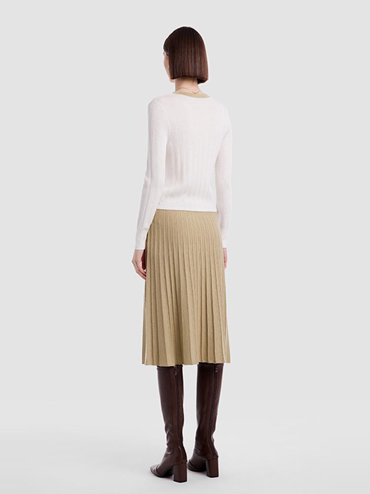 Wool Knitted Top And Pleated Skirt Two-Piece Suit GOELIA