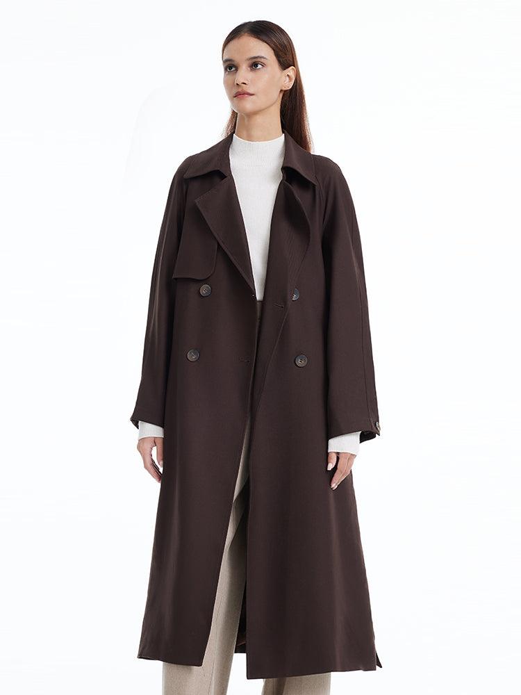 Brown Worsted Trench Coat GOELIA