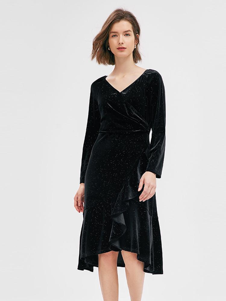 Ruffled Velvet Dress GOELIA