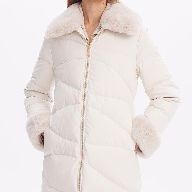 Rabbit Collar Goose Down Coat GOELIA