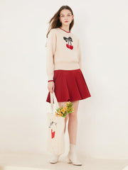 Cherry Print Jacquard Woven Top GOELIA