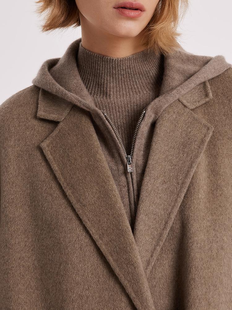 Brown Pure Cashmere Lapel Coat GOELIA