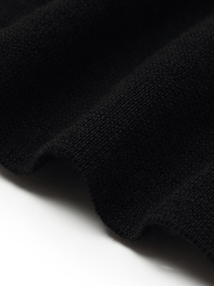 Black Pure Wool Mock Neck Knit Dress GOELIA