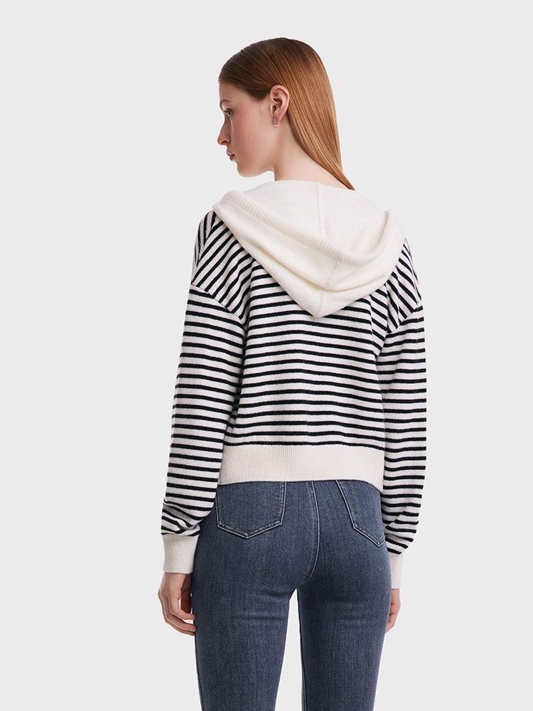 Woolen Striped Hooded Cardigan GOELIA