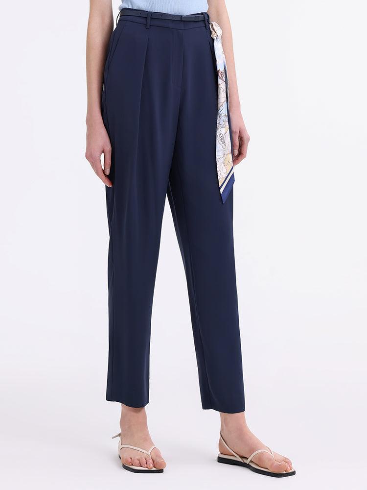 Triacetate Tapered Pants With Belt And Silk Scarf GOELIA