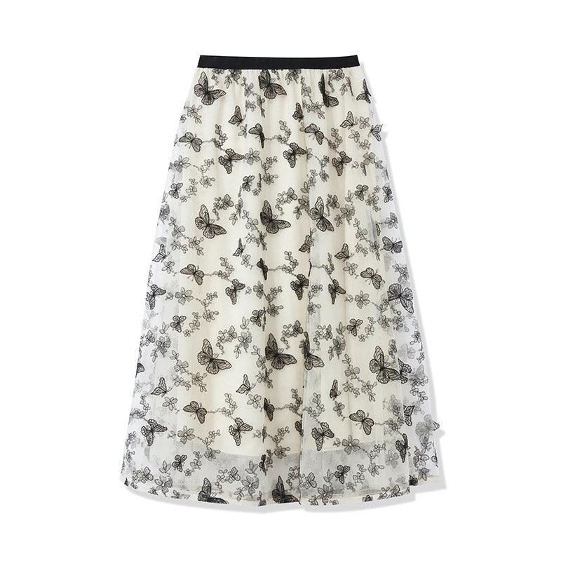 Embroidery Mid-Calf Skirt GOELIA