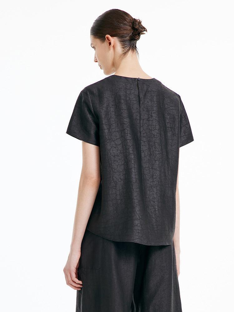 Xiangyun Silk Short Sleeve Woven Top GOELIA