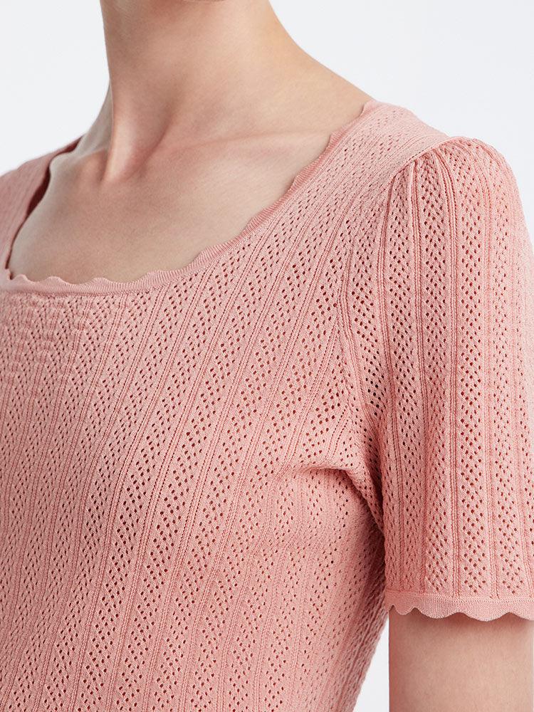 Knitted Square Neck Tops GOELIA