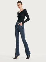 Mulberry Silk Denim Flared Trousers GOELIA