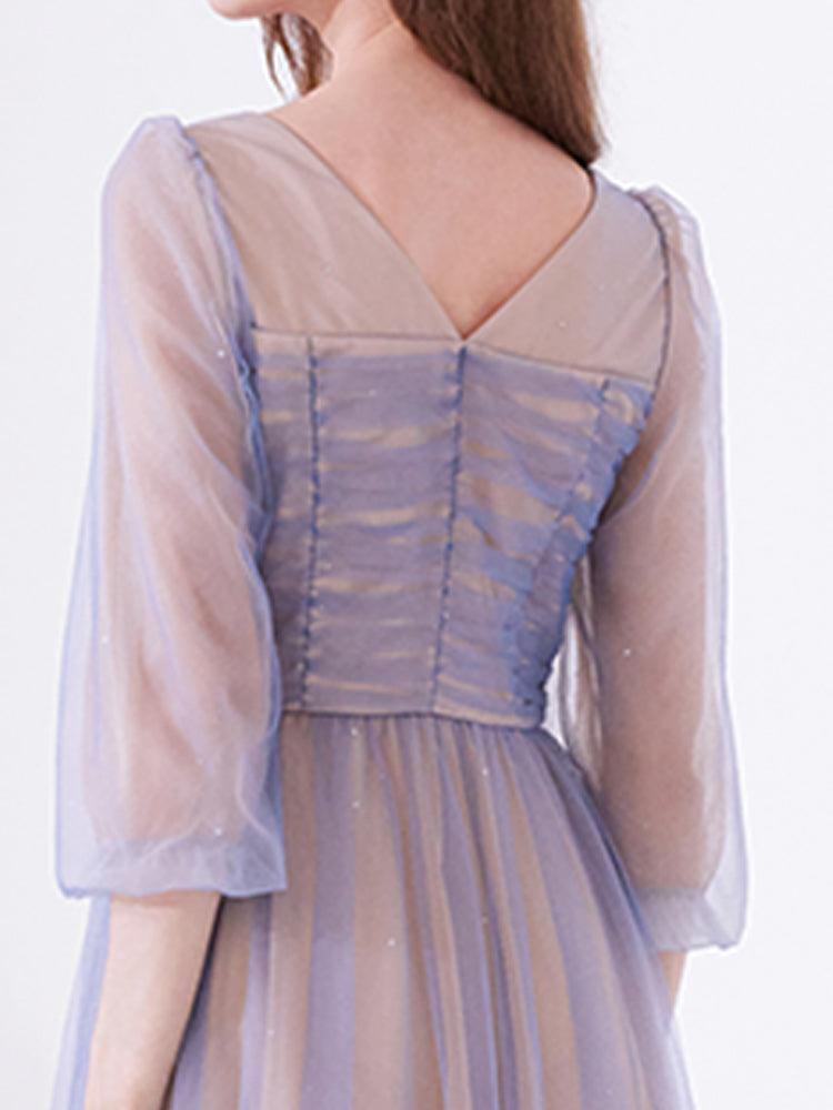 Purple Mesh Layers See-Through Dress GOELIA