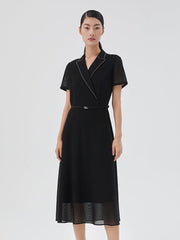 Triacetate Mesh Fitted-Waist Dress GOELIA