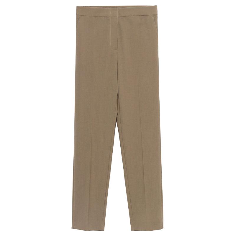 Machine Washable Worsted Wool Ankle Pants GOELIA