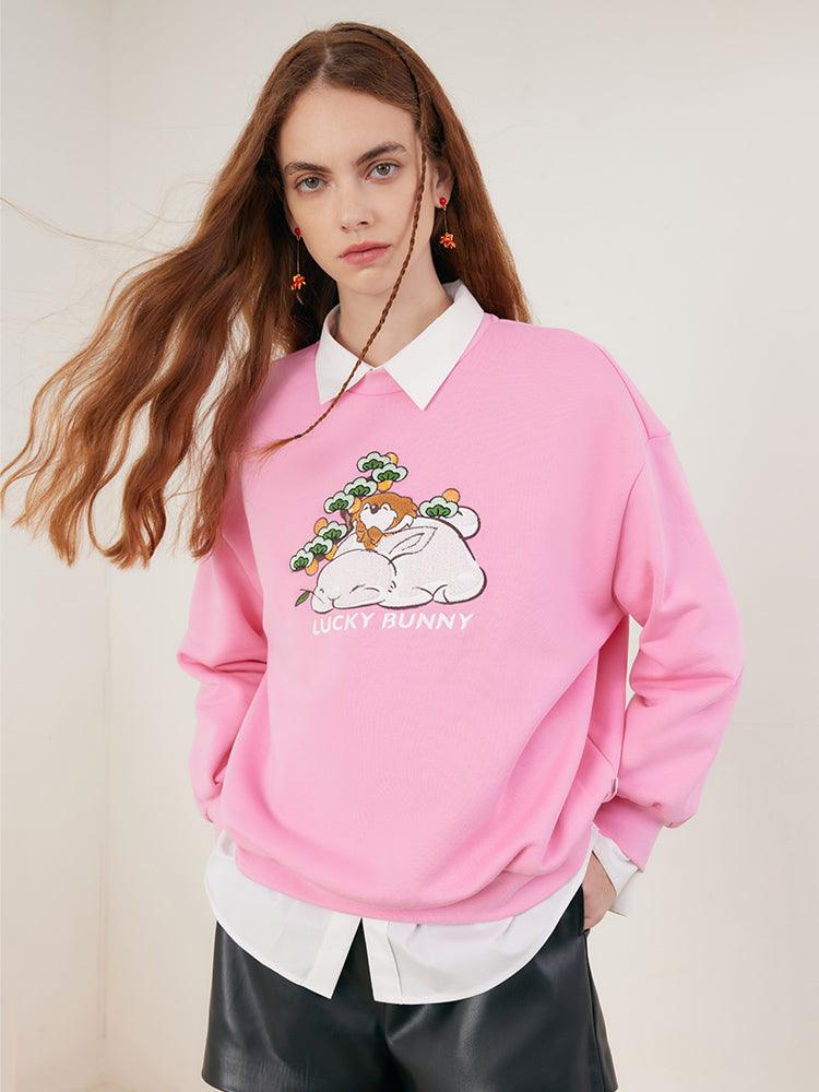 Pink Embroidered Long Sleeve Jumper GOELIA