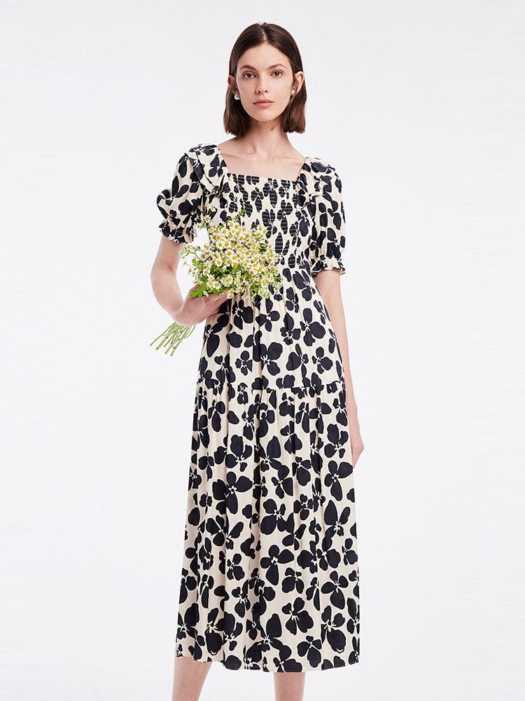 Apricot Flowers Dress GOELIA