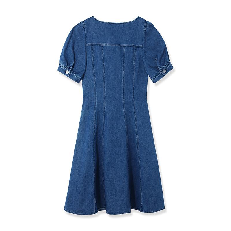 Denim Dress With Removable Bowknot GOELIA