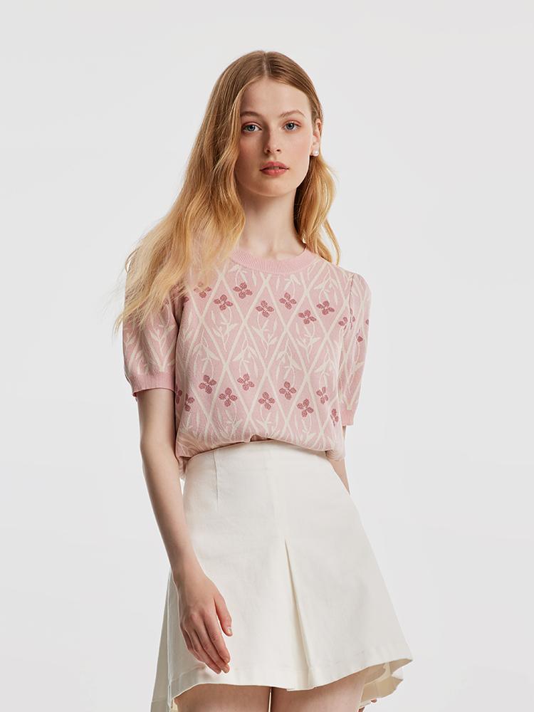 Tencel And Woolen Jacquard Knit Top GOELIA