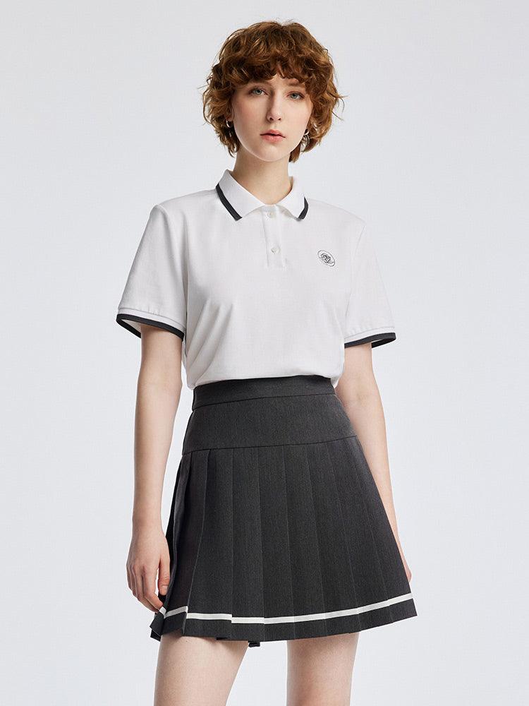 College Style Suit Shirt And Mini Pleated Skirt GOELIA