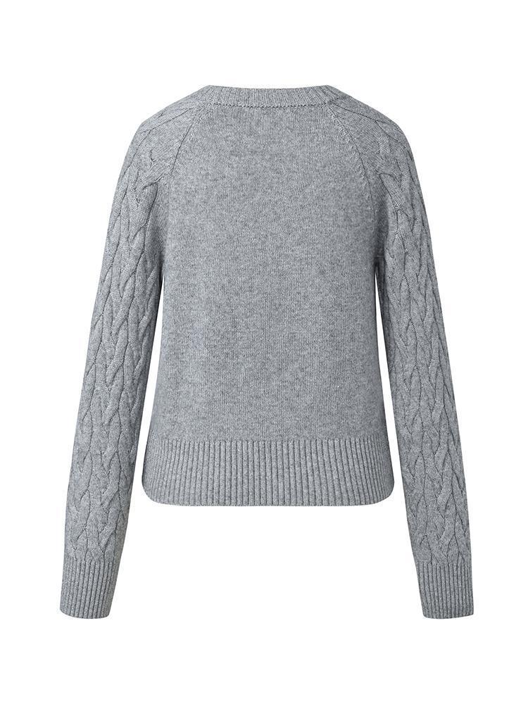 Grey Wool Jacquard Sweater GOELIA