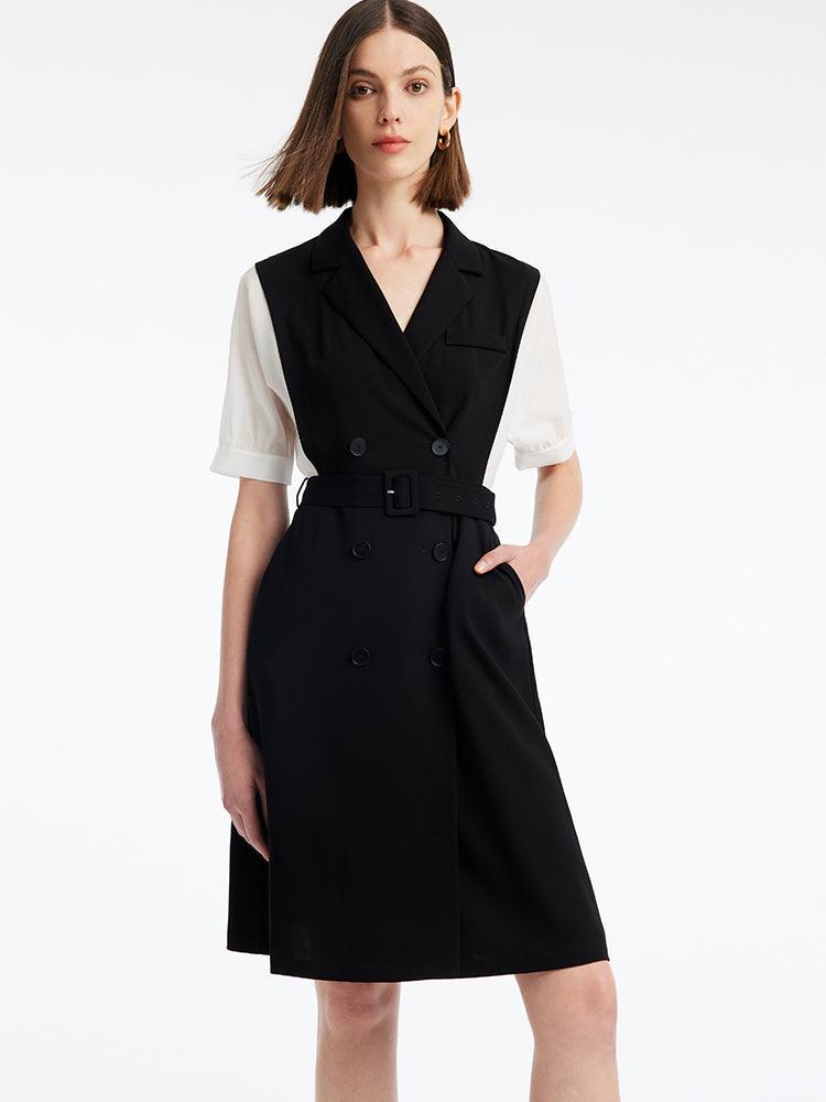 Notched Lapel Double-Breasted Dress GOELIA