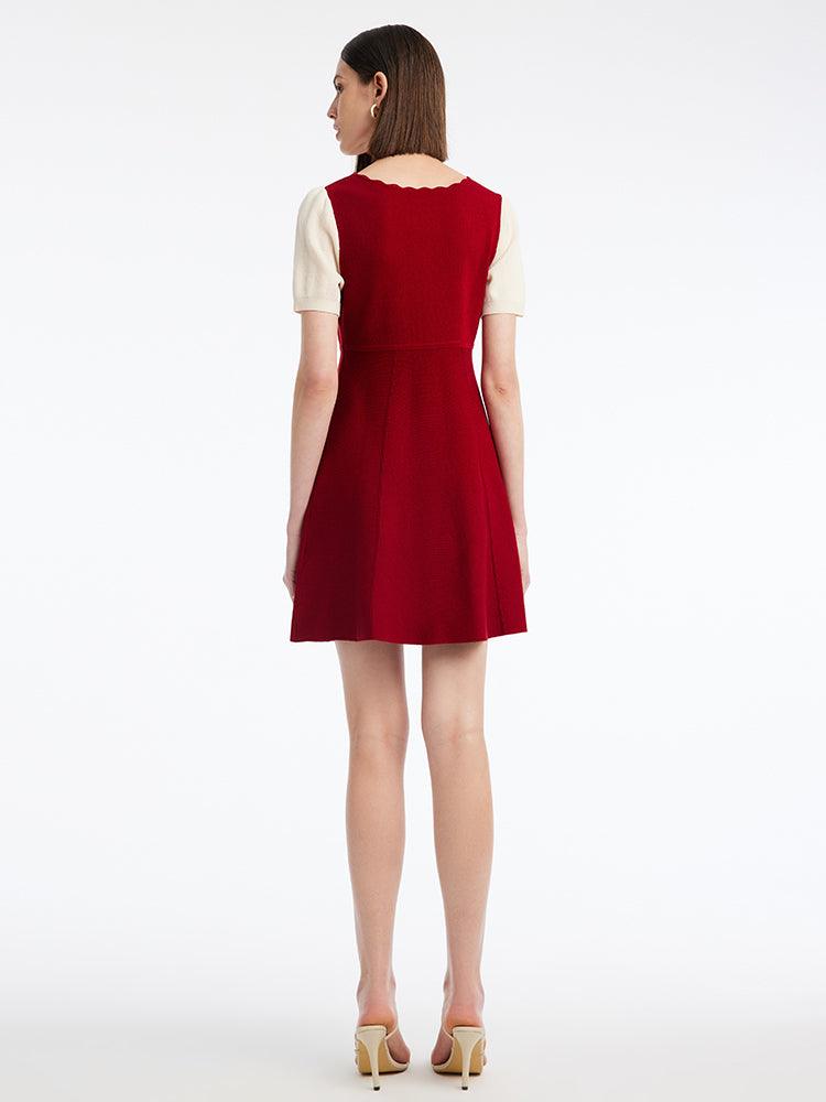 Wave Collar Red A-Line Dress GOELIA