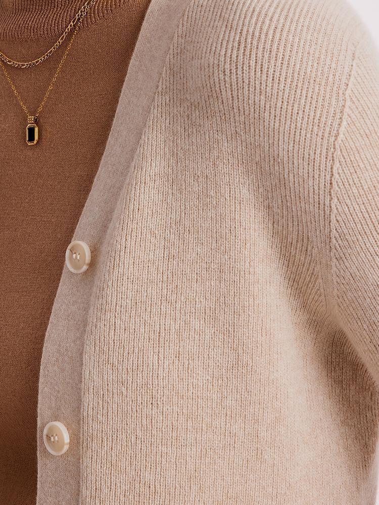 Beige Seamless Cashmere Cardigan GOELIA