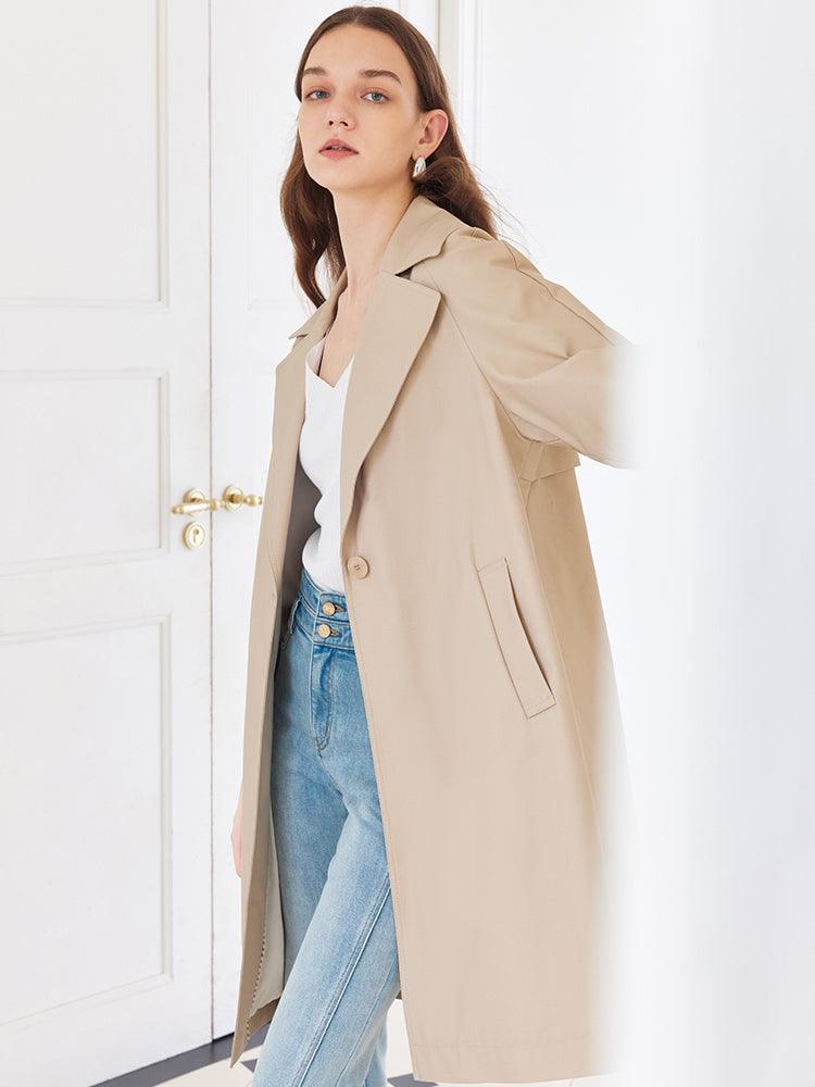 Khaki Striped inside Trench Coat With Belt GOELIA