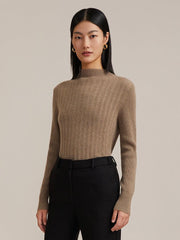 Coffee Brown Cashmere Sweater GOELIA