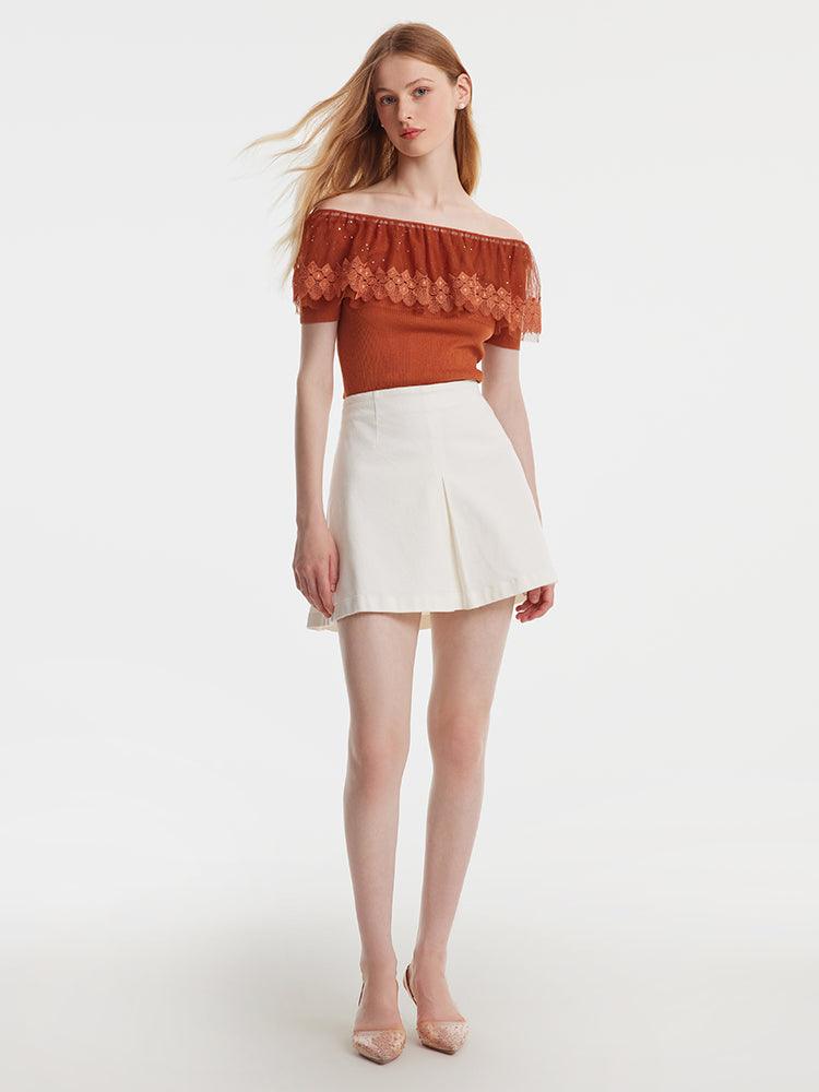 White Denim Skirt GOELIA