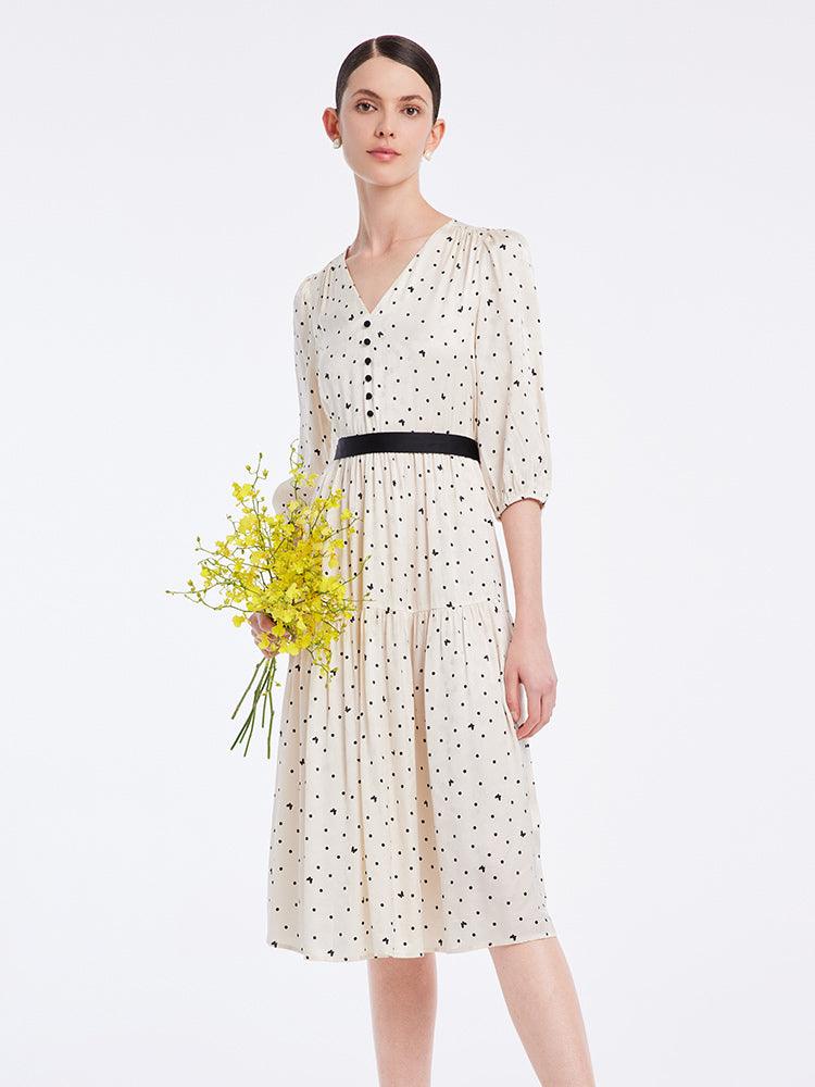 Floral V-Neck Midi Dress GOELIA