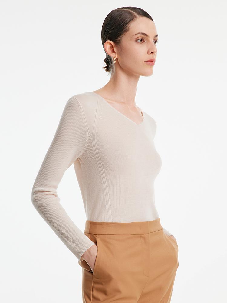 Woolen V-Neck Bottom Shirt GOELIA