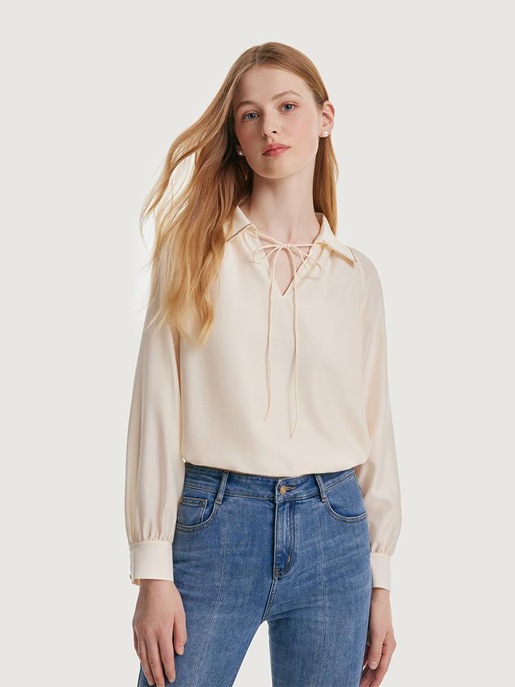 Loose-fitting V-neck Acetate Blouse GOELIA