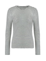 Washable Wool Striped Round Neck Sheath Sweater GOELIA