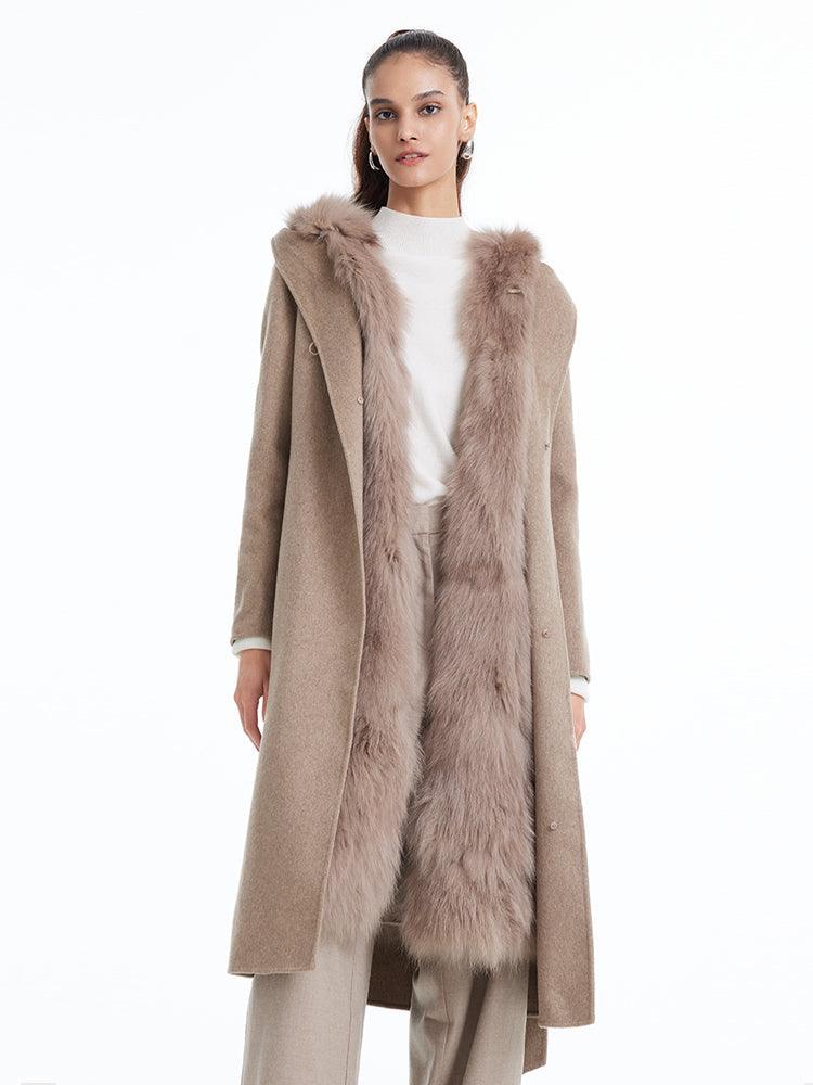 Pure Cashmere Fox Fur Waistcoat Two-piece Coat GOELIA