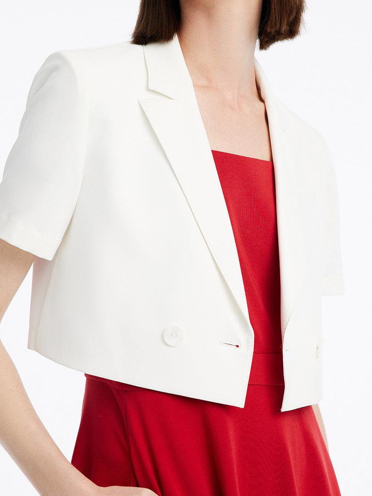 White Crop Blazer GOELIA