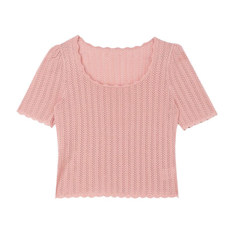 Knitted Square Neck Tops GOELIA