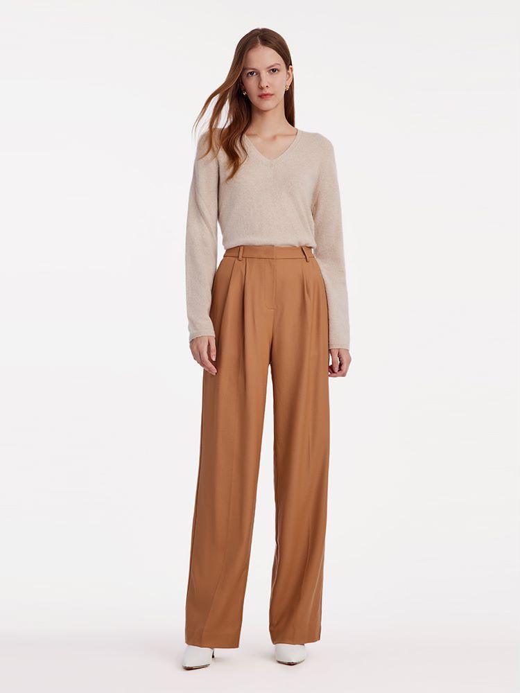 Worsted Wool Straight Full Length Pants GOELIA