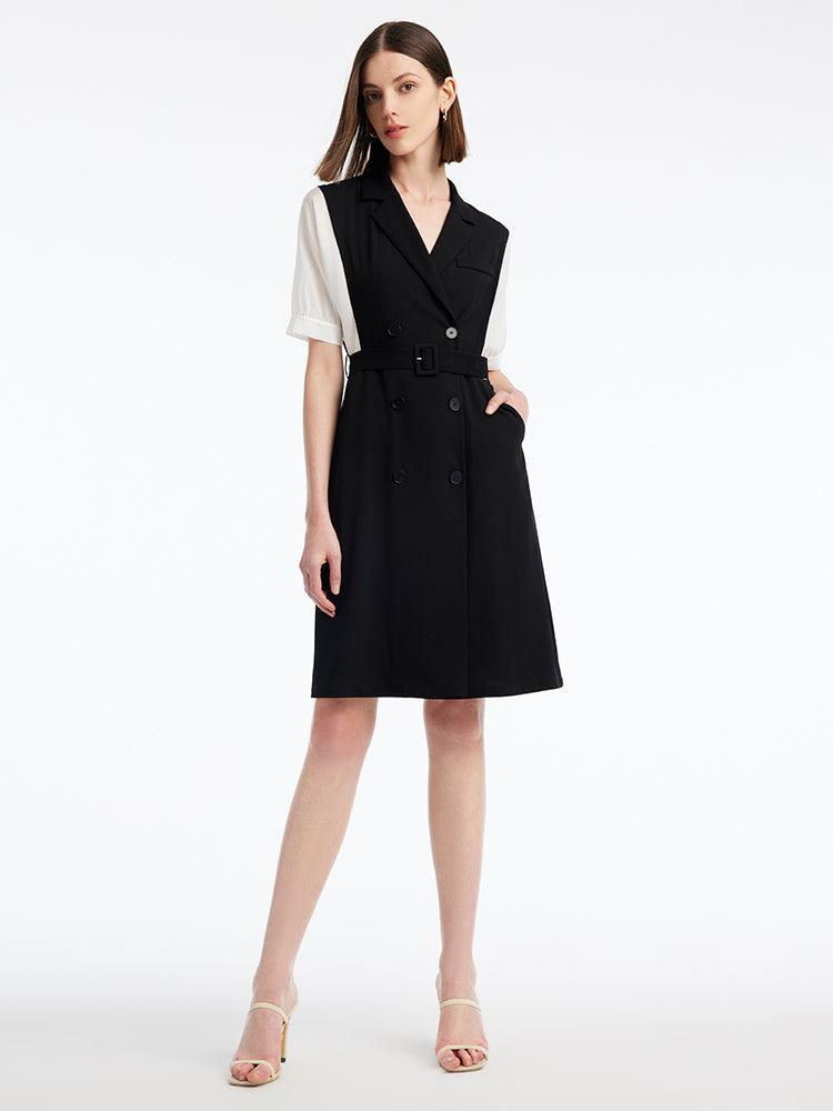 Notched Lapel Double-Breasted Dress GOELIA