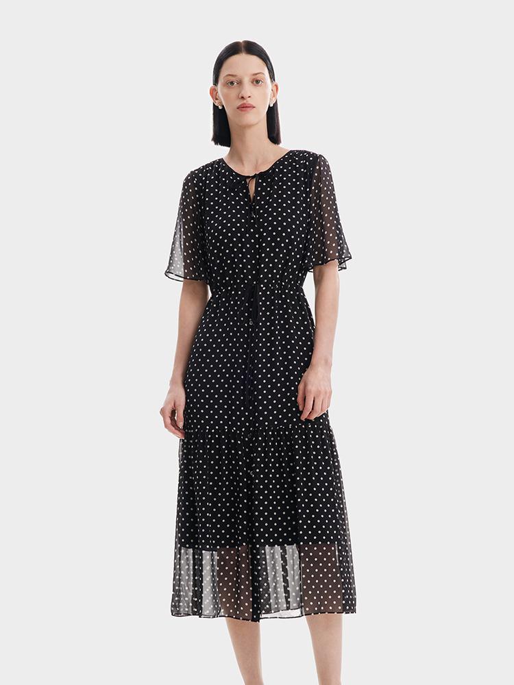 10 Momme Polka Dots Silk Dress GOELIA