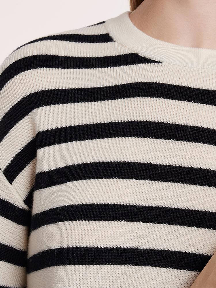 Machine Washable Wool Stripe Sweater GOELIA