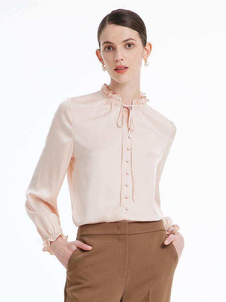 22 Momme Silk Ruffle Blouse GOELIA