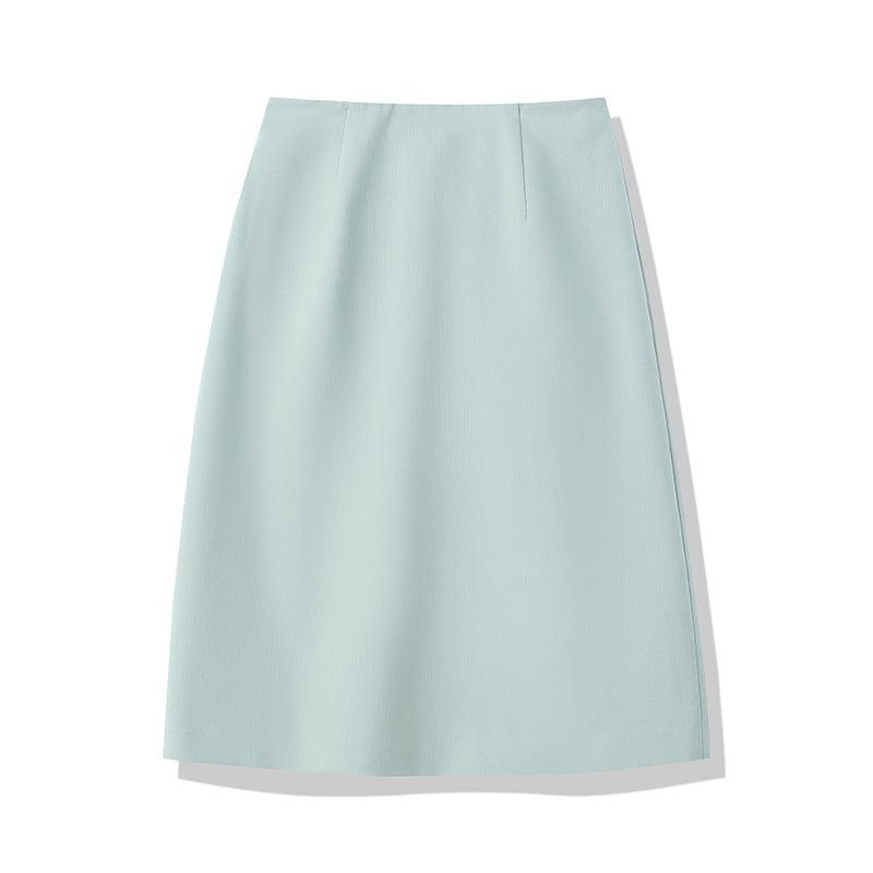 Mint Green Single-Breasted Slit Skirt GOELIA