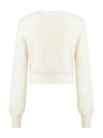 White Wool V-Neck Knit Cropped Cardigan GOELIA