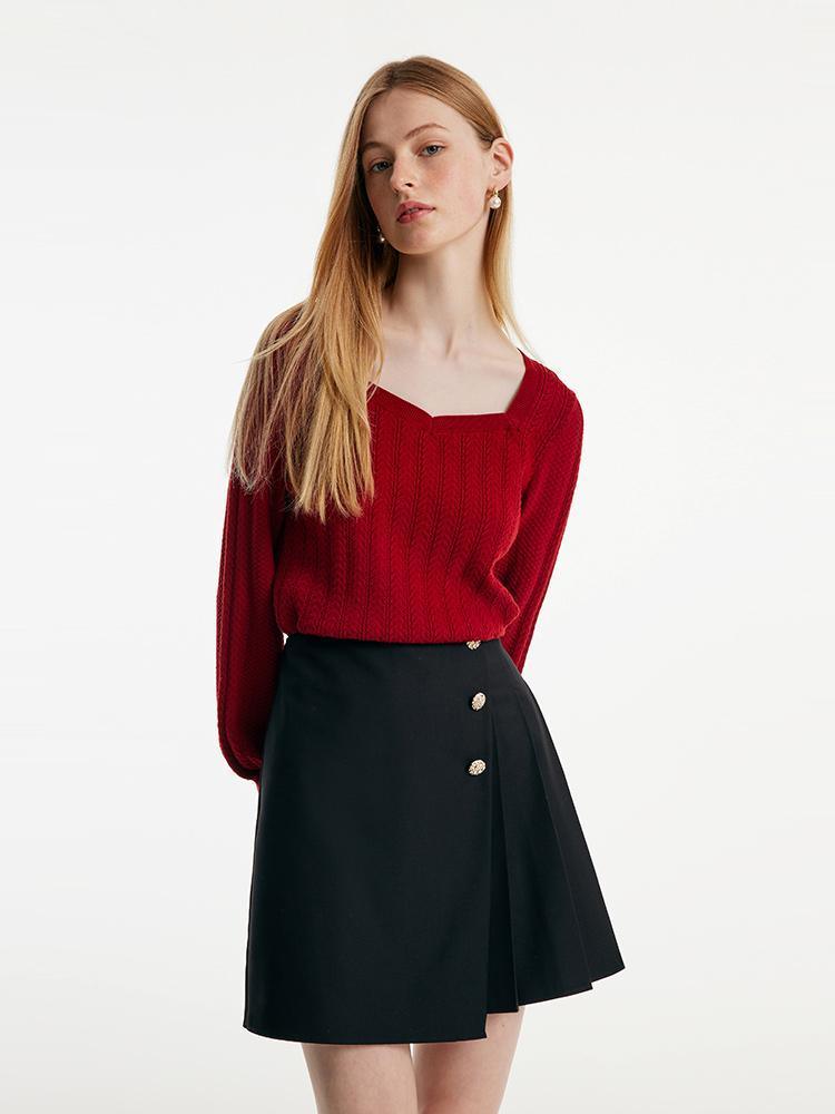 Tencel And Wool Sweater With Detachable Bowknots GOELIA