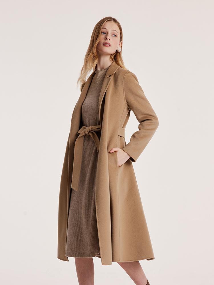 Camel Wool Double-Faced Notched Lapel Coat GOELIA