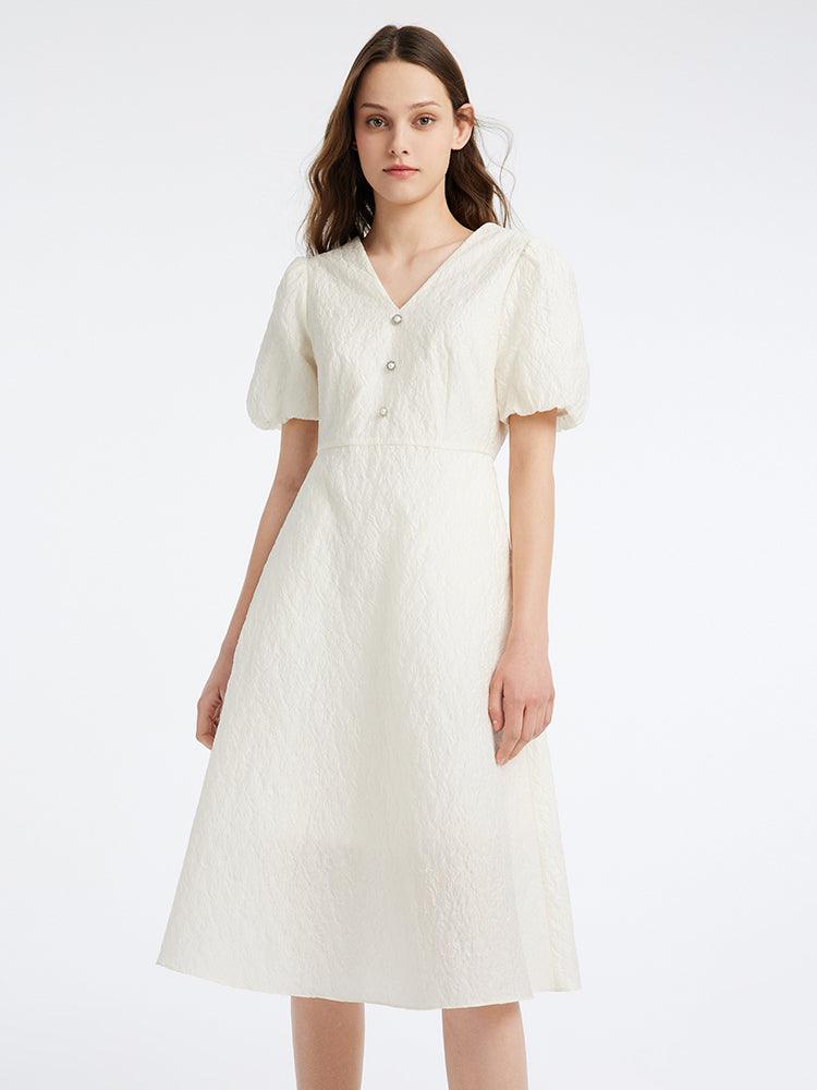 White Bowknot Princess Sleeve Dress GOELIA