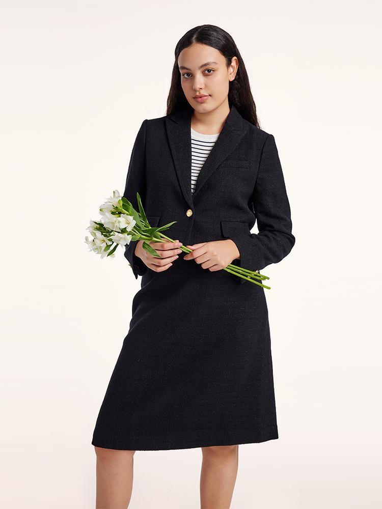 Short Blazer And A-line Skirt Two-Piece Suit GOELIA